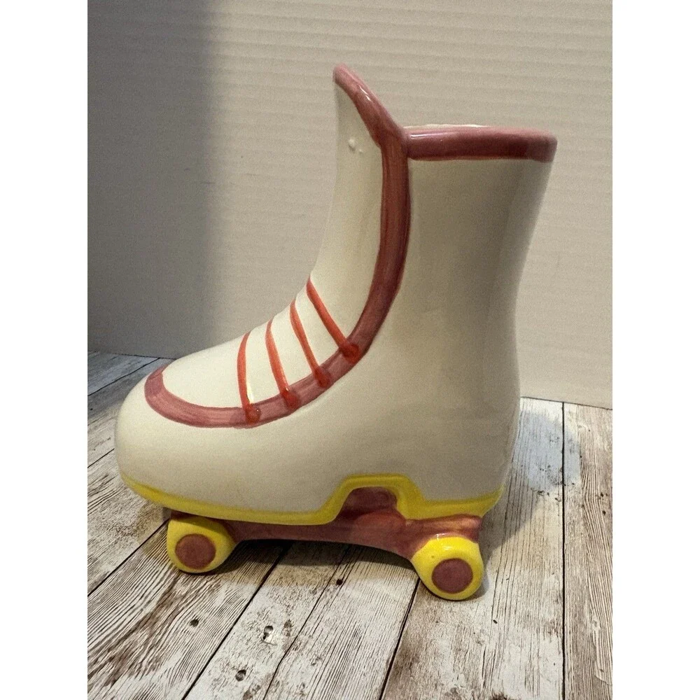 Hobby Lobby Ceramic Roller Skate Planter Vase Floral Pink Retro Decor